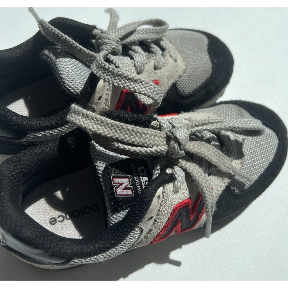 New Balance Kids Boys Size 12 574 Gray Black Red Sneakers School Walking Comfort - Picture 11 of 12